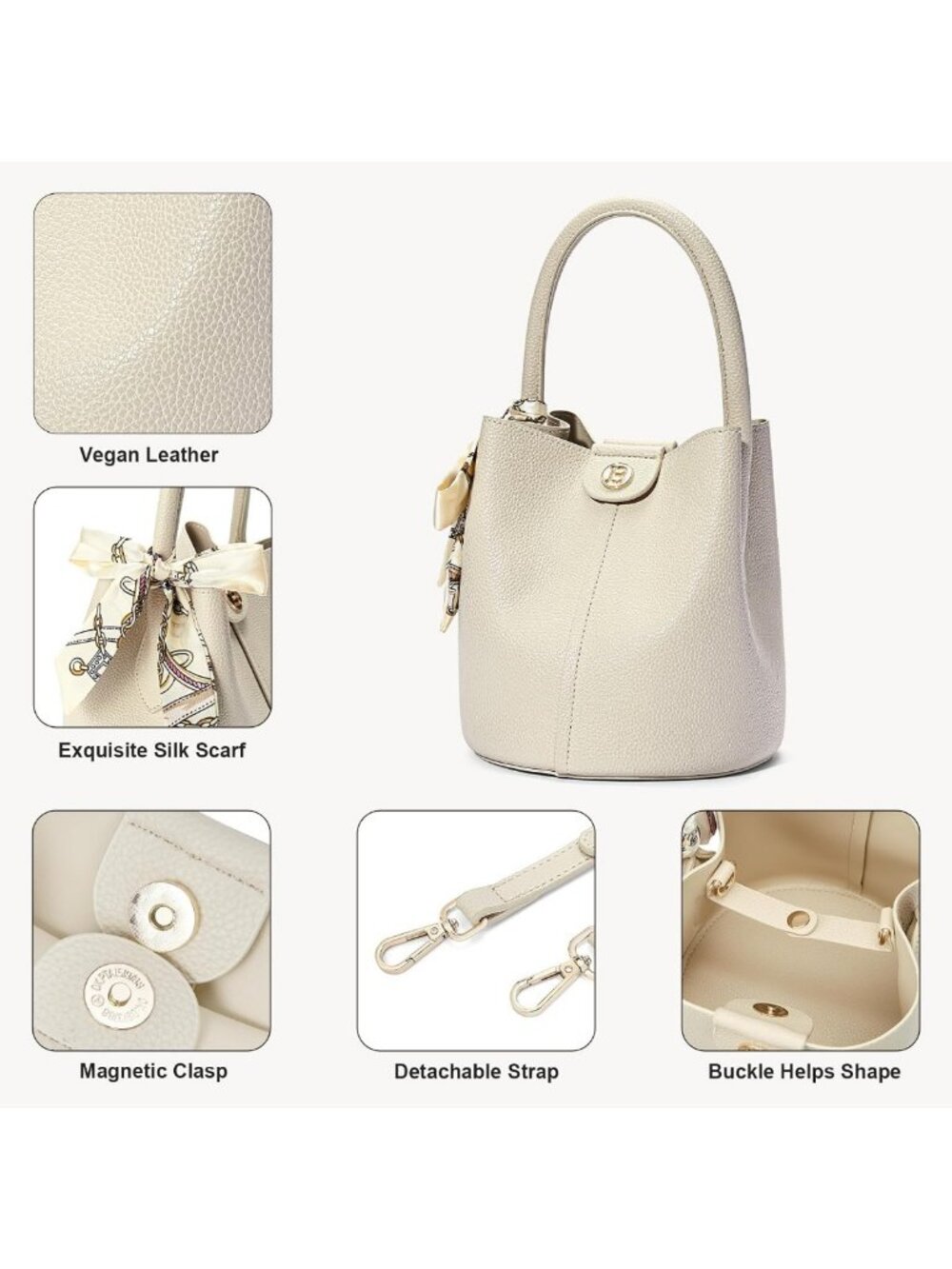 Stylish Vegan Leather Small Crossbody Bucket Bag for Women - Chic & Versatile - Picture 5 of 6